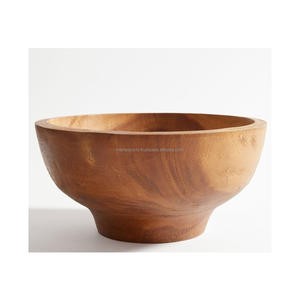 Tazón de Madera Natural Sólida Hecho a Mano para Servir Ensaladas, Frutas, Bocadillos, para la Mesa de Comedor, 7 Pulgadas - Product Image 1
