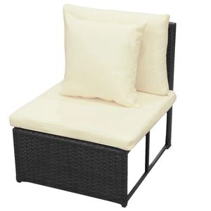 Set salotto da 8 pezzi in Poly Rattan nero con cuscini per il tempo libero in giardino - Product Image 4