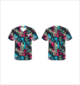 Maillot de baseball personnalisé pour homme, imprimé géométrique, sublimation, col en V, manches courtes, polyester respirant, toutes saisons - Product Image 1
