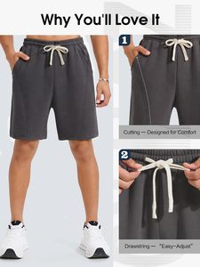 Oversized Men Fleece <b>Shorts</b> Knee Length Baggy <b>Sweat</b> <b>Shorts</b> with Custom Embroidery and Elastic Waist for Streetwear Brands - Product Image 5