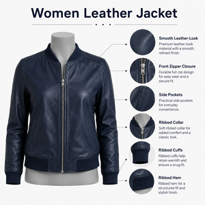 Chaqueta de cuero para mujer con ajuste cómodo, acabado premium y material duradero para un estilo moderno y de moda. - Product Image 6