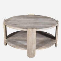 Table basse en bois de manguier finition blanchie à la chaux, table de salon moderne en bois massif pour décoration intérieure