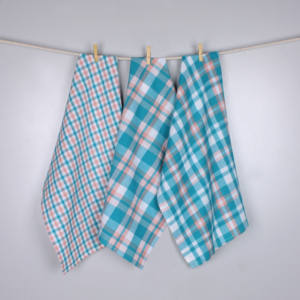 100% coton tissé rayure vérifier conception serviette de cuisine doux confort séchage à absorption rapide multi-usages nettoyage écologique lavage à la main - Product Image 1