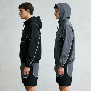 Men <b>Reflective</b> Tracksuit Full Zip Dark Blue Neon Yellow White Color Block Casual Workwear With Side Pockets Autumn Wear - Product Image 4