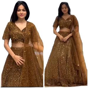 Lehenga choli เสื้อเบลาส์ปักลายสำหรับงานแต่งงานของผู้หญิงอินเดีย - Product Image 4