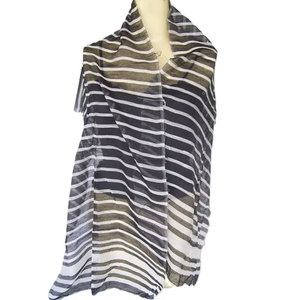 Stripe Transparent Silk Scarf for Women Lightweight Breathable Elegant Sheer Silk <b>Wrap</b> Soft Stylish Fashion Neck Scarf - Product Image 2