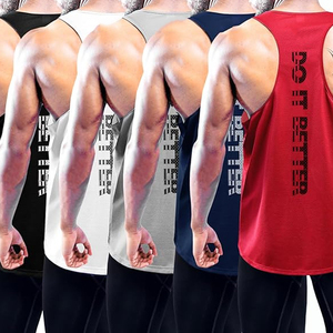 Débardeurs pour hommes à séchage rapide en Spandex/Coton tricoté, col en V, style streetwear, personnalisables pour la gym et l'entraînement - Product Image 2