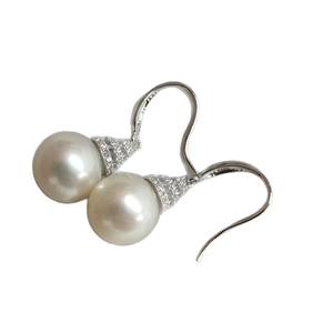 Pendientes de Plata S925 con Perlas de Agua Dulce de 9-10 mm, Redondos, de Buena Calidad, Juveniles y Elegantes para Mujeres Jóvenes - Product Image 5