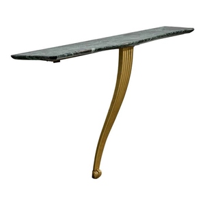 Mesa Consola de Latón Contemporánea de Nuevo Diseño con Patina de Bronce, Incrustaciones de Latón, Mesa de Acento Texturizada de Lujo, Mesa de Entrada Premium con Vidrio Tejido - Product Image 3