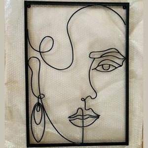 Art mural en métal abstrait minimaliste fait à la main, visage de femme, pour salon, chambre à coucher, hôtel, décoration intérieure - Product Image 4