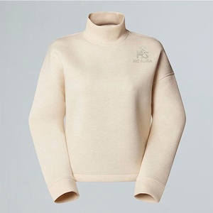 Sudadera Oversize de Algodón Afelpado con Cuello Alto Estilo Urbano, Color Blanco Hueso, Ajuste Holgado, Casual de Invierno, Personalizable, de Última Tendencia - Product Image 4