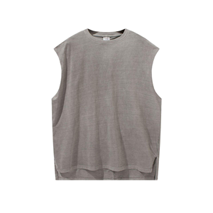Ensemble débardeur et short de jogging en coton pour homme, couleur unie, respirant, décontracté, pour l'été, col rond, tissu tricoté - Product Image 5