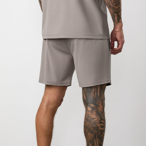 Shorts tricotés décontractés pour hommes, style rétro hip-hop, taille mi-haute, respirants, en polyester/coton, coupe 5 points - Product Image 2