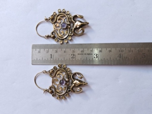 Boucles d'oreilles pendantes tête de bélier et serpent en or turquoise, filigrane orné, style bohème ethnique, bijoux fantaisie plaqué bronze antique pour femme - Product Image 4