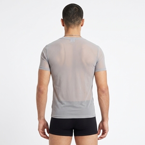 T-shirt léger en maille transparente, manches courtes, style mode, fabricant de t-shirts en maille transparente pour hommes - Product Image 2