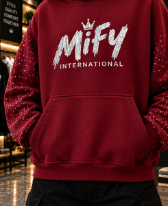 Sudadera con Capucha Personalizada con Pedrería y Logotipo Serigrafiado, Sudadera de Forro Polar Grueso, Fabricante de Ropa Personalizada - Product Image 4