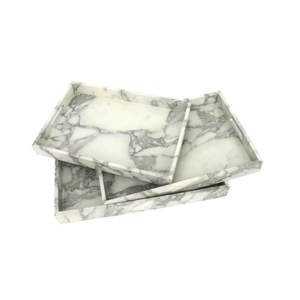 Plateau de service rectangulaire élégant en marbre naturel, design moderne, écologique, accessoire de rangement pour mariage et décoration intérieure, personnalisable - Product Image 4