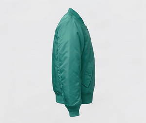 Chaqueta Bomber Verde para Hombre, Color Sólido, Cierre de Cremallera, Cuello Alto, Ropa Exterior Informal, Material de Poliéster Resistente al Viento, para Otoño - Product Image 3