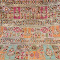 Tissu brodé à motifs indiens 100% Polyester respirant et écologique pour sacs de mariage, robes Abaya et Kaftan, vente en gros et exportation