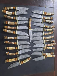 Lote de 20 Cuchillos de Camping de Acero de Damasco de Grado Industrial de 8 Pulgadas con Hoja Recta y Mango de Asta de Ciervo, Garantía de 3 Años Incluida - Product Image 6