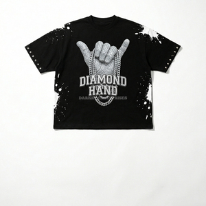 Conjunto de Camisetas para Hombre Diamond Hand, Cuello Redondo Negro, Estilo Urbano, Estampado, Ropa de Verano - Product Image 3