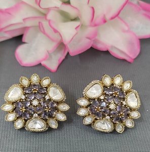 Modernos Pendientes de Moissanita con Corte Marquesa en Forma de Flor para Mujer, AE 105 SG, Plata, Moda para el Día de San Valentín - Product Image 2