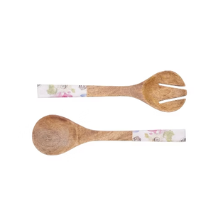 Cuillère et fourchette en bois imprimées à l'émail, articles de table de qualité supérieure à bas prix, cuillère et fourchette à salade en bois - Product Image 2