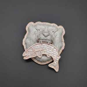 Pendentif Bouclier de Bouledogue en Moissanite VVS Effet Glacé avec Motif Poisson pour Rapper, Fête Hip Hop, en Argent 925, Bijoux Fins, Pendentifs et Breloques - Product Image 5