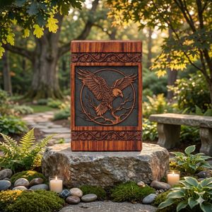 Wood Carved Cremation Urn <b>Memorial</b> <b>Keepsake</b> <b>Box</b> Decorative Tribute Case for Home Shrine - Product Image 5