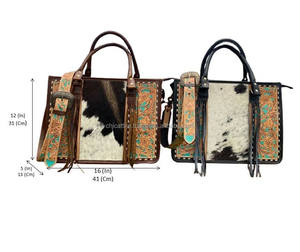 Bolso de mano con herramientas genuinas de alta calidad y gran capacidad a la moda para exteriores con cremallera de cuero de vaca bolso de viaje portátil colorido - Product Image 2