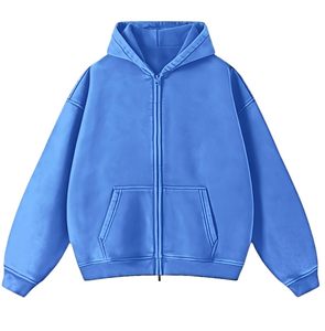 Sudadera con capucha extragrande para hombre, con cremallera, lavado ácido, algodón grueso, OEM, venta al por mayor - Product Image 1