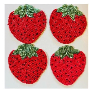 Multicolor Hand Beaded Coaster <b>Set</b> of <b>4</b> Fruit Pattern Use <b>for</b> Tea Coffee Mugs Drink Coaster <b>Dining</b> <b>Table</b> Decor Gift <b>for</b> Women - Product Image 4