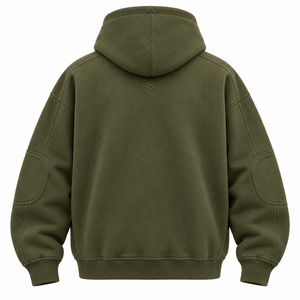 Sweat à capuche utilitaire personnalisé pour homme, coupe oversize, avec poches cargo, coudières renforcées, style workwear, mode urbaine, vente en gros - Product Image 3