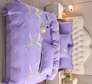 Pink and White <b>Striped</b> Duvet Cover <b>Set</b> with Tufted Headboard <b>Bedding</b> for Cozy Bedroom Decor - Product Image 6