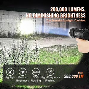 Torcia LED Ricaricabile Super Luminosa 200.000 Lumen, Impermeabile IP67, Faro Portatile - Product Image 2