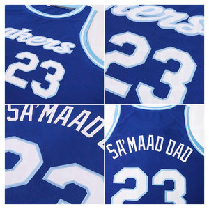 Custom Royal White <b>Light</b> Blue Round <b>Neck</b> Rib Knit Basketball Jersey Breathable Quick Dry Sublimation Printed Basketball - Product Image 5