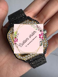 Montre mécanique analogique en acier inoxydable personnalisée, sertie de moissanite noire et blanche, faite à la main, pour hommes et femmes - Product Image 2