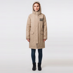 Veste longue imperméable à capuche pour femme en nylon et polyester, coupe-vent, idéale pour la randonnée, avec fermeture éclair et boutons - Product Image 4
