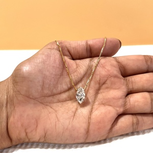 14K Yellow Gold Brilliant Cut Filled IGI Certified Lab Grown Diamond White Gold Natural Side Stones Pendant <b>Charms</b> Women's - Product Image 2