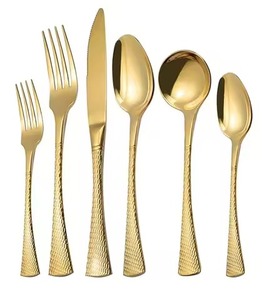 Service de couverts de luxe en laiton doré, collection élégante d'ustensiles de table, vaisselle haut de gamme pour réceptions de mariage et dîners - Product Image 5