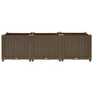 Grandes jardinières rectangulaires surélevées robustes en polypropylène marron - Product Image 4