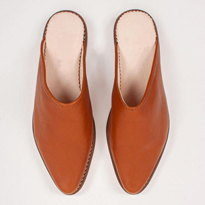 Mules en cuir de vache marocain faites à la main, dessus en cuir véritable, sabots confortables pour femmes, pantoufles couleur tan, chaussures tendance, semelle intermédiaire en caoutchouc - Product Image 6