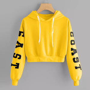 เสื้อฮู้ดครอปแขนยาวสีพื้นสไตล์สปอร์ตฮิปฮอปสำหรับผู้หญิง ผ้าฟลีซระบายอากาศได้ดี เหมาะสำหรับใส่ลำลองในฤดูหนาว - Product Image 5