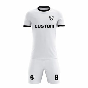 เสื้อฟุตบอลสั่งทำพิเศษ แบบยูนิเซ็กซ์ สีขาว แขนสั้น คอวี ระบายเหงื่อได้ดี ผ้าตาข่ายโพลีเอสเตอร์ พิมพ์ลายแบบซับลิเมชั่น สำหรับผู้ใหญ่ ฤดูร้อน - Product Image 1