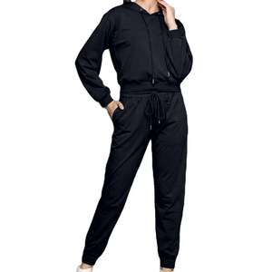 Conjunto Deportivo Unisex de Forro Polar con Capucha, Color Sólido, Manga Larga, Cintura Elástica, Estilo Casual de Primavera, Corte Holgado, Poliéster/Algodón - Product Image 3