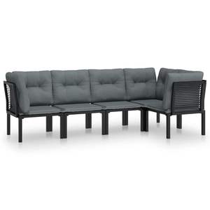 Ensemble de salon de jardin noir et gris 6 places, mobilier d'extérieur, structure en plastique, design contemporain - Product Image 2