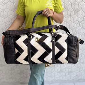 Sac de voyage en cuir de vachette véritable fait main, unisexe, multi-usages, grande taille, sac de sport – Offre exceptionnelle - Product Image 1