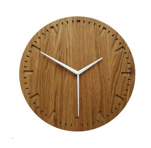 Hand Crafted Round Wooden Wall <b>Clock</b> Analog Quartz Minimalist Design Silent For Living Room - Product Image 1