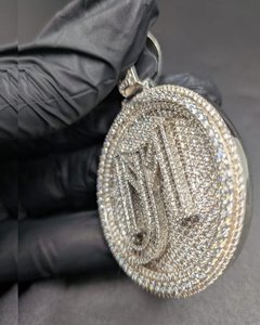 Pendentif de luxe en argent 925 avec moissanite VVS, motif lettre M taille baguette, serti en canal, unisexe, pour usage quotidien, pendentifs à thème - Product Image 5