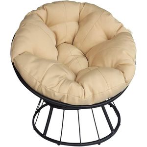 Resistente sedia Papasan da esterno Beige girevole a 360 gradi con comoda struttura per cuscino con comodo Design circolare Lounge Moon - Product Image 1